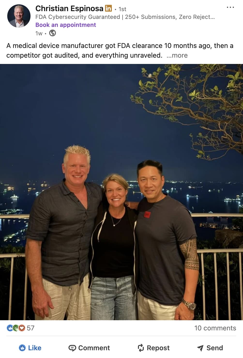 LinkedIn post by Christian Espinosa, 57 reactions