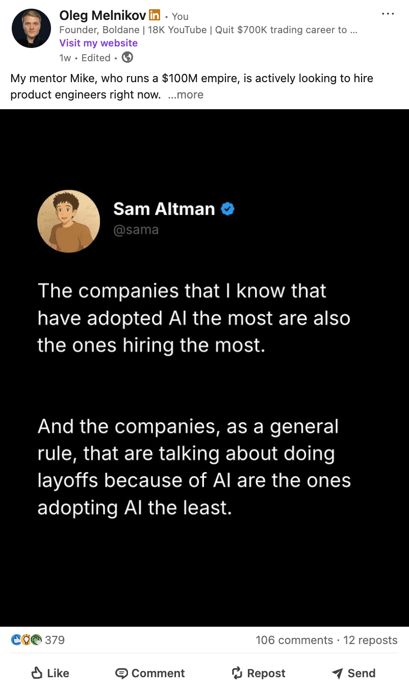 LinkedIn post by Oleg Melnikov
